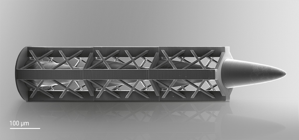 SEM image of the 3D printed refractive microlens stack