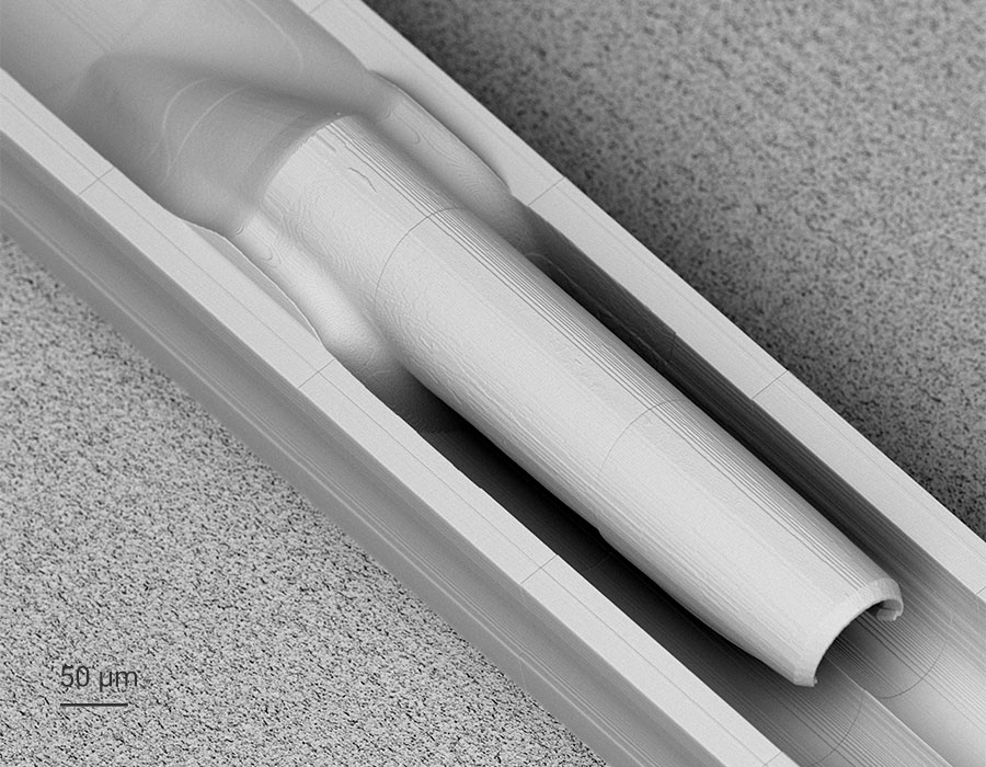 SEM image of one of the stretch-and-fold mixing elements placed downstream of the injection nozzle