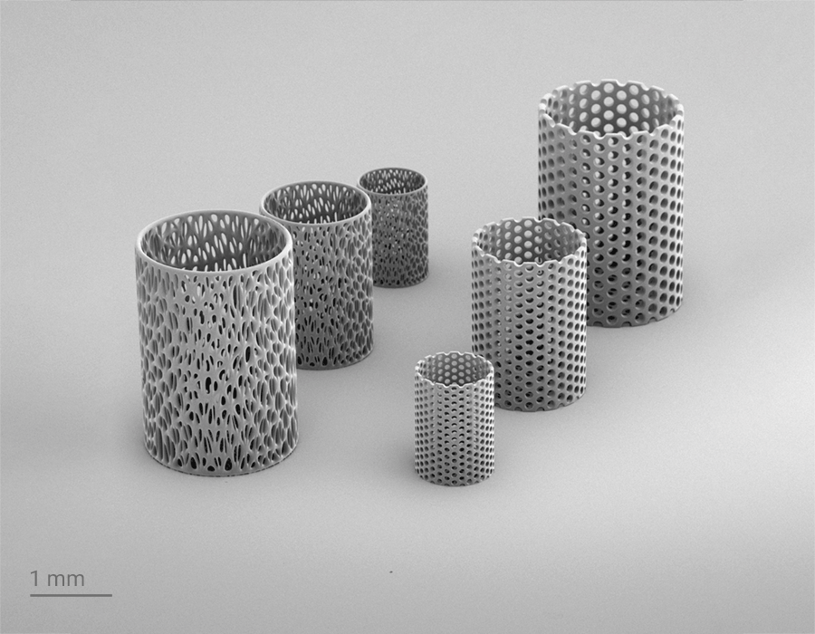 mesh tubes printed with Quantum X bio are millimeter scale parts with micrometer features