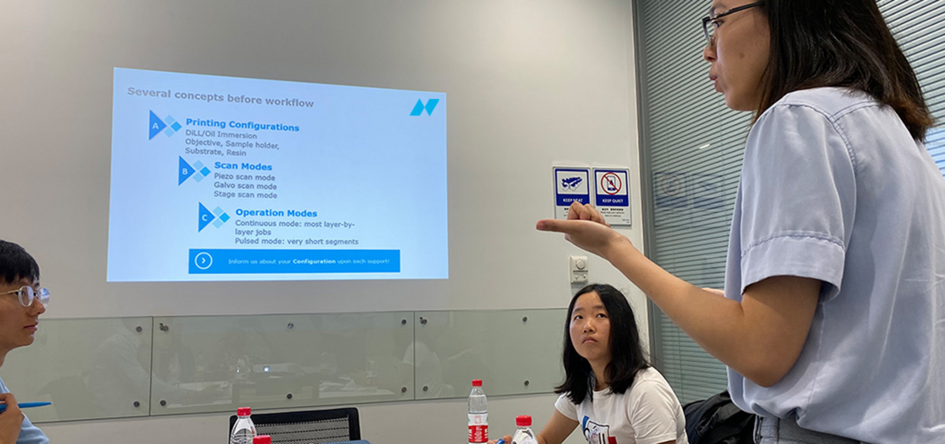 Nanoscribe employees during a customer training in 2019
