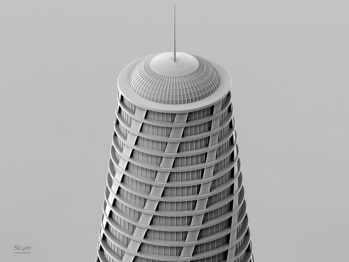 close-up of the 3D printed skyscraper using 2GL