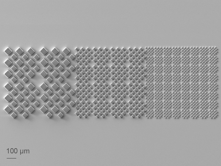 3D-printed array of cuboids with different block sizes.