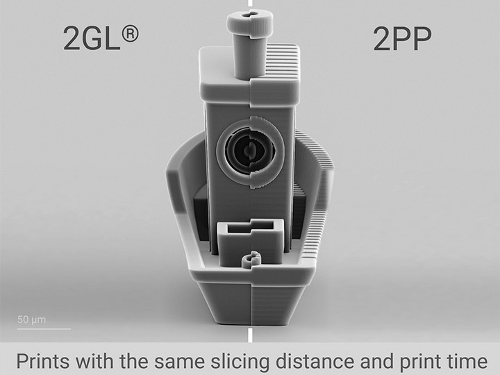 3D-printed Benchy boat, split into two parts