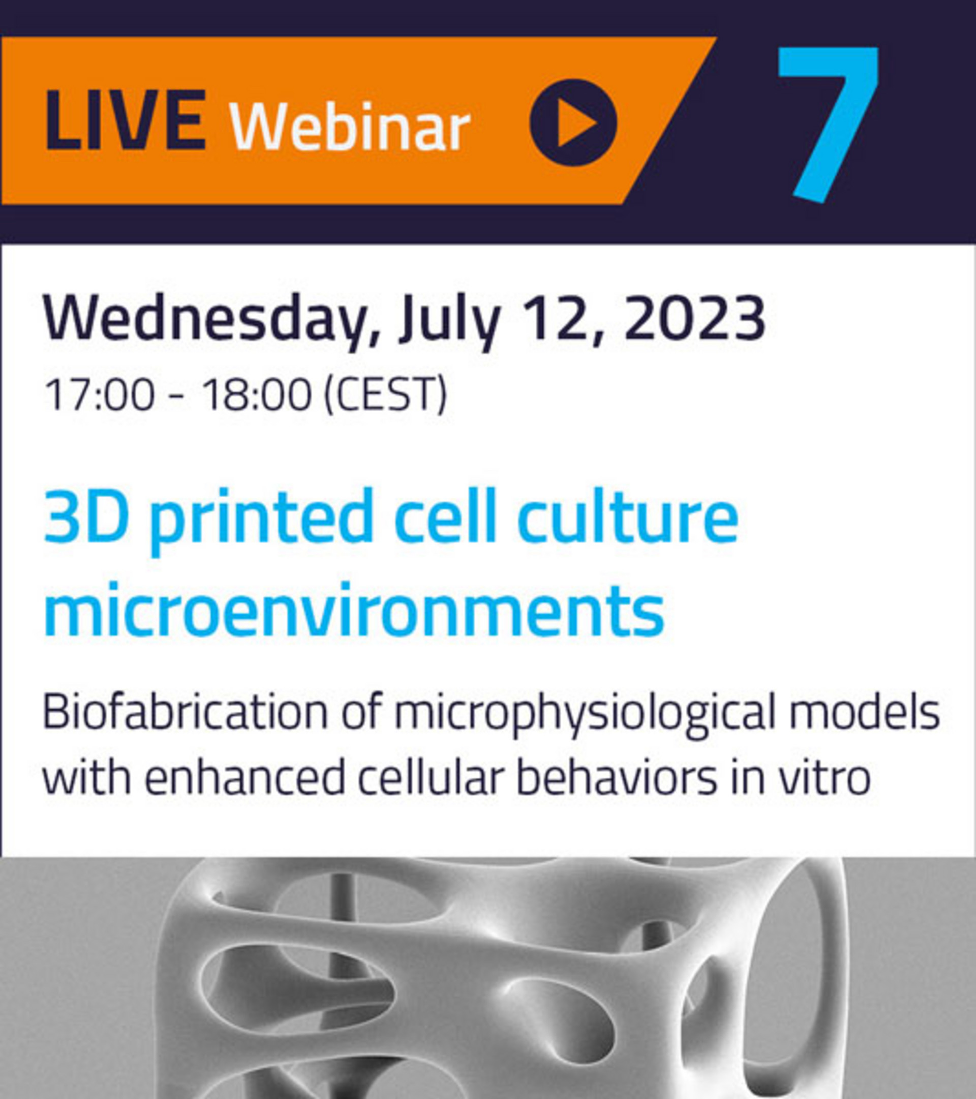 Webinar on 3D printed cell culture microenvironments on July 12, 2023 with Prof. Angelo Accardo and Dr. Benjamin Richter