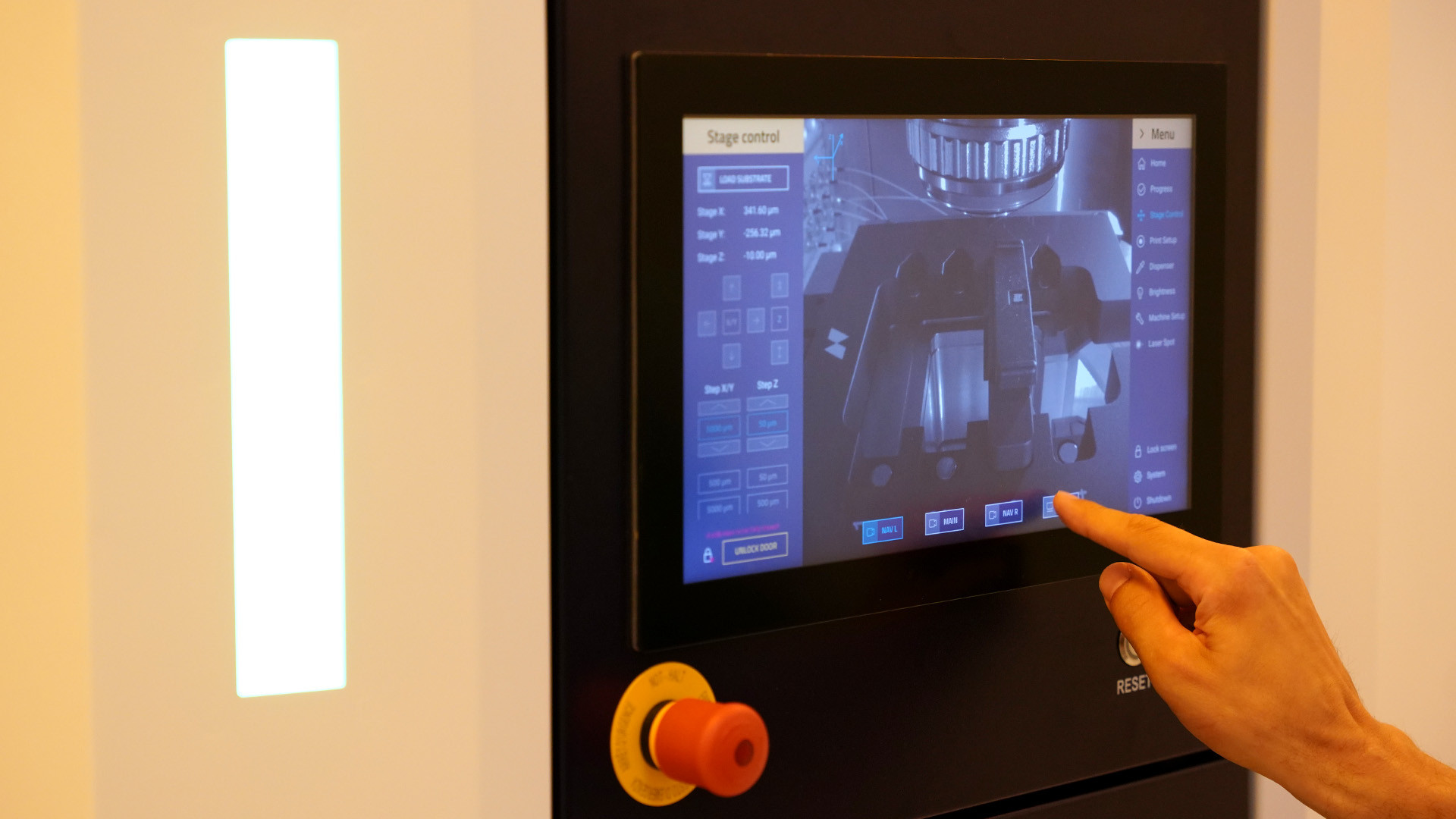 man using the touchscreen on our Quantum X align system