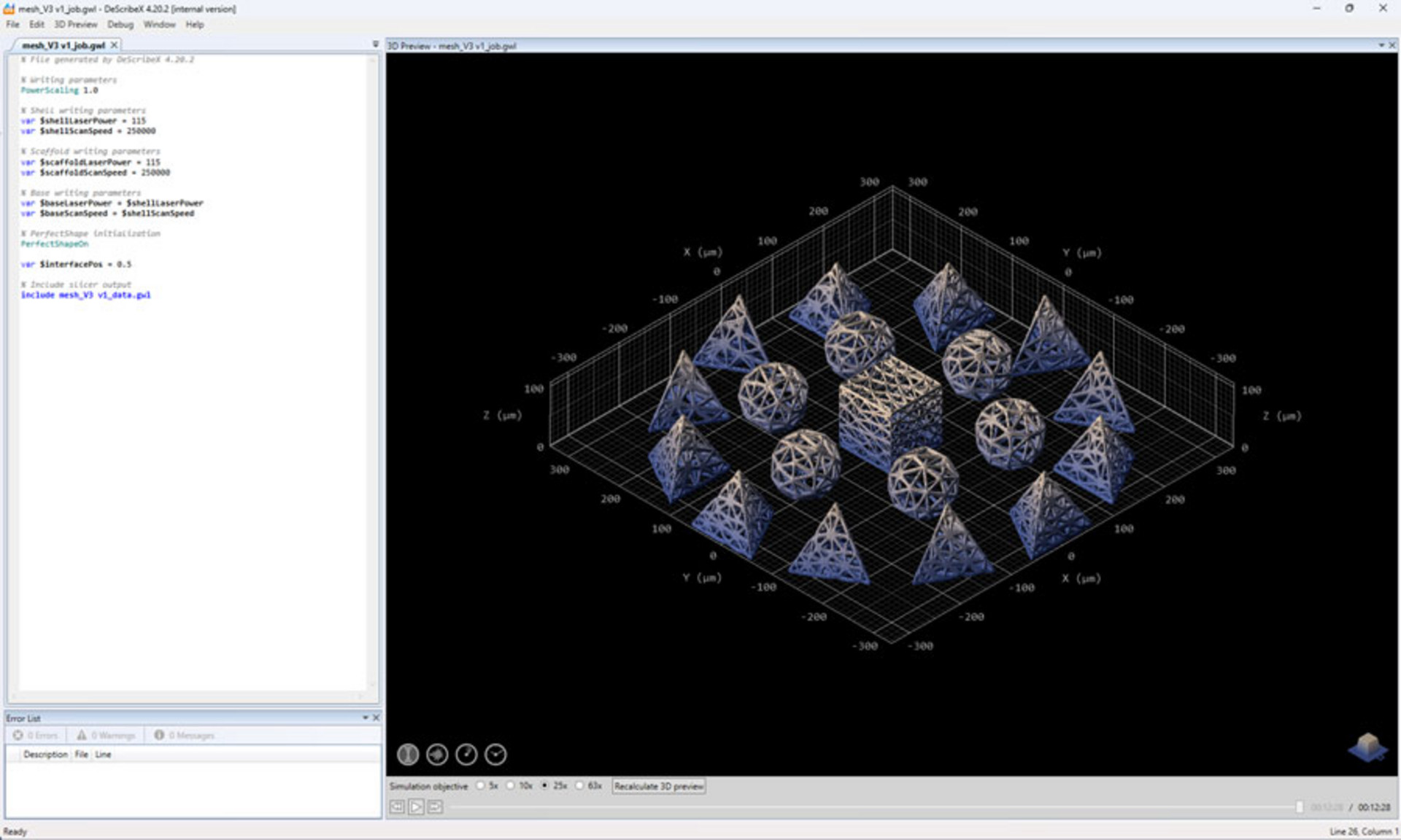 screenshot of the DeScribeX software