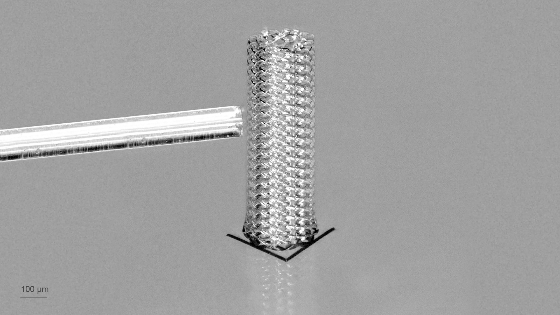 Preview of the flexibility of an IP-PDMS printed mesh tube