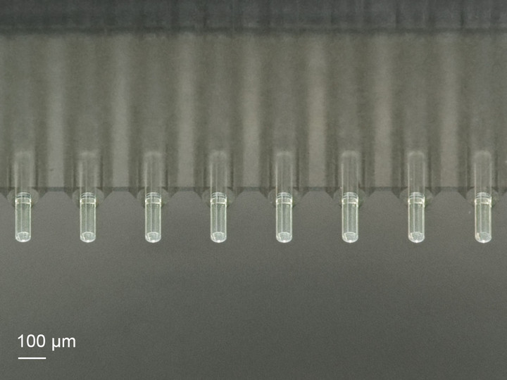 Strahlaufweitende Mikrolinsen auf Faserarrays
