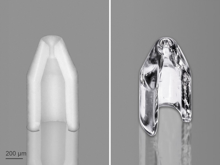 glass printed microfluidic nozzle