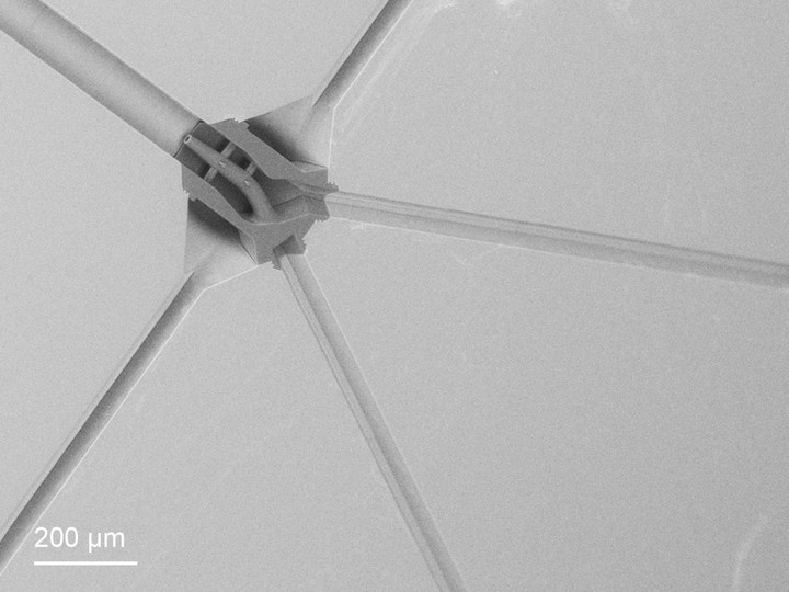 Embedded spinning nozzle: 3D-printed directly into a microfluidic channel system.