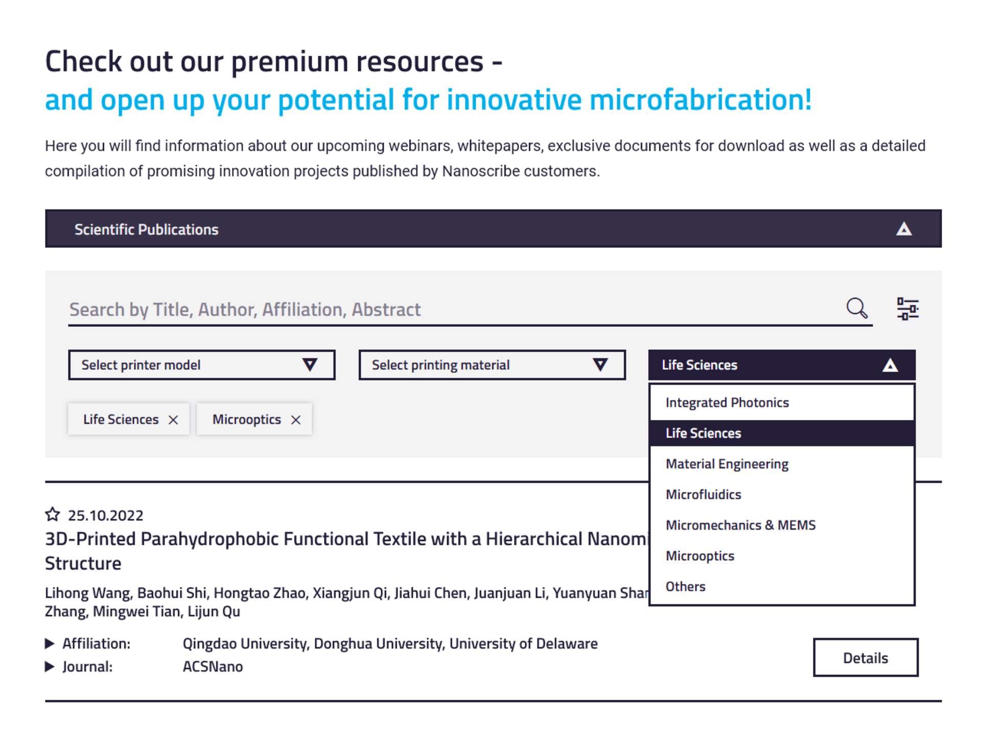 Premium resources enable powerful search of scientific publications with lots of well-documented innovative applications